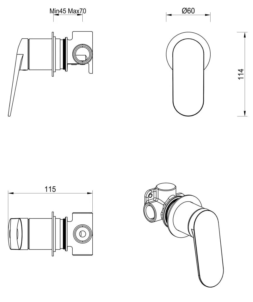 BELLA VISTA LANZA SHOWER MIXER-ROUND PLATE-TRIM KIT ONLY
