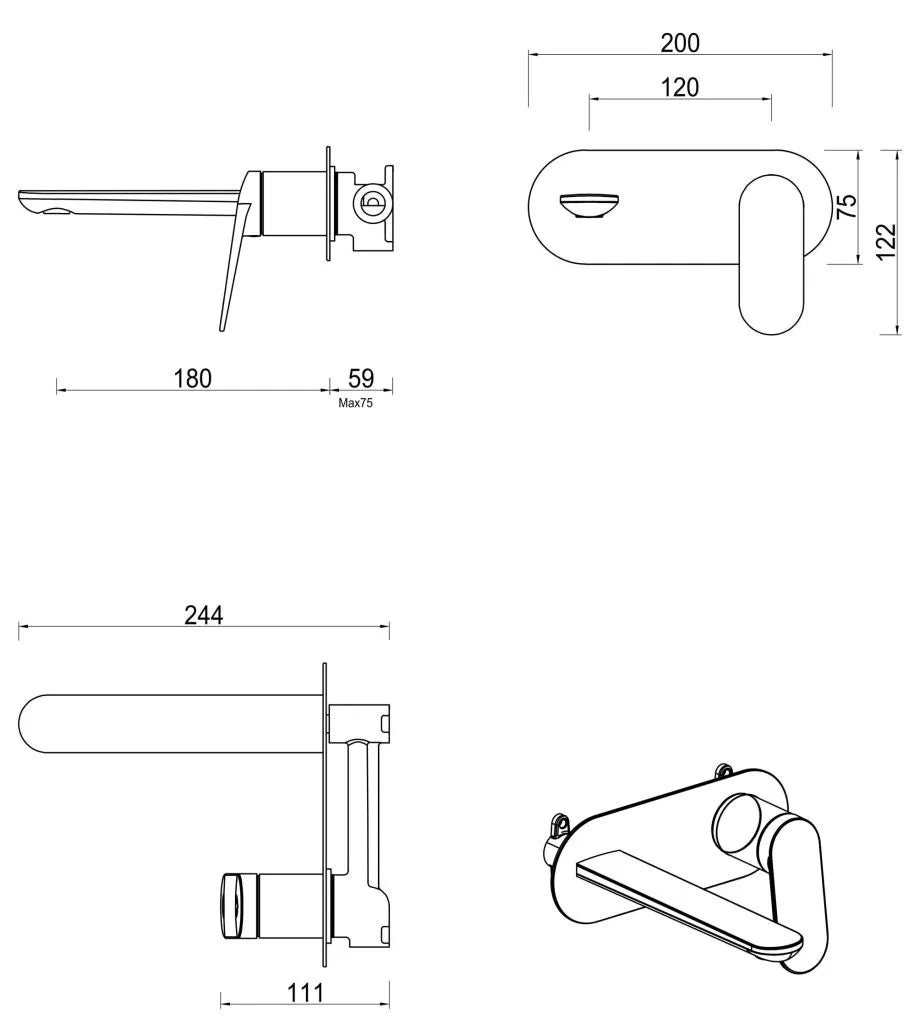 BELLA VISTA LANTRA WALL-SPOUT COMBO-1P-TRIM KIT ONLY