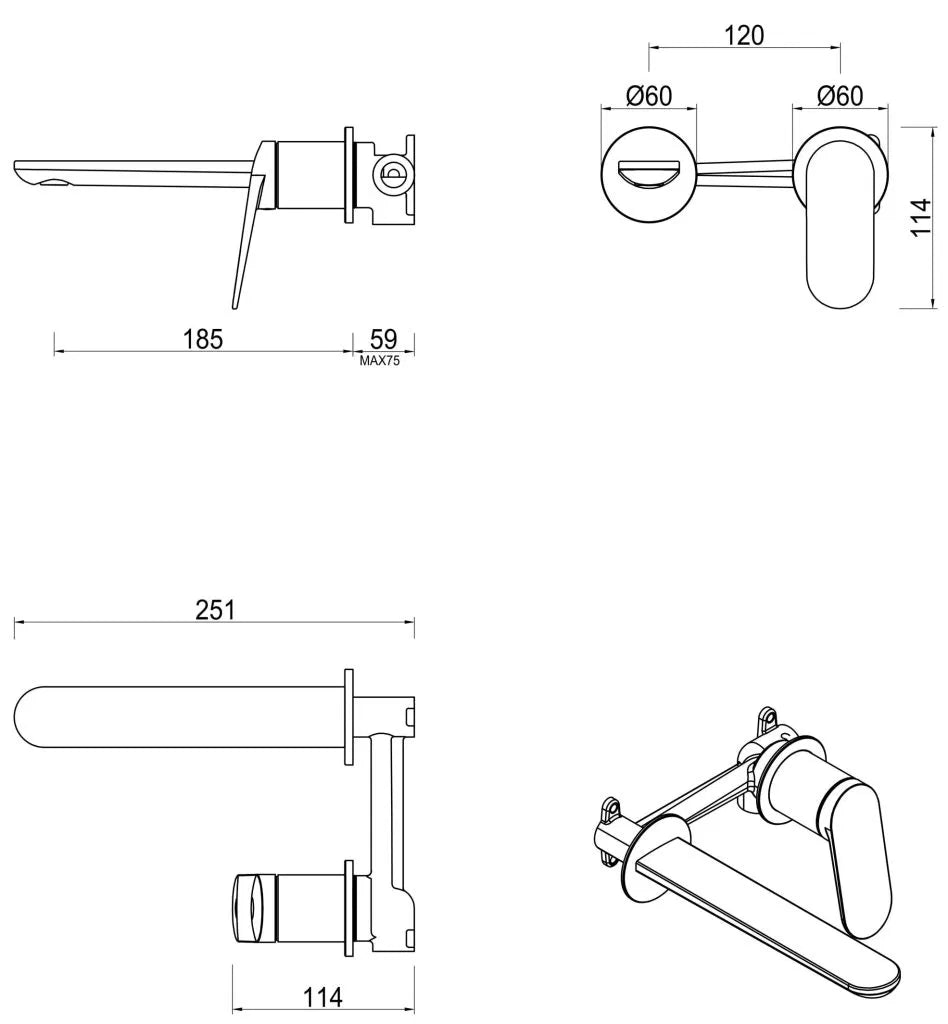 LANTRA WALL-SPOUT COMBO-2P-TRIM KIT ONLY