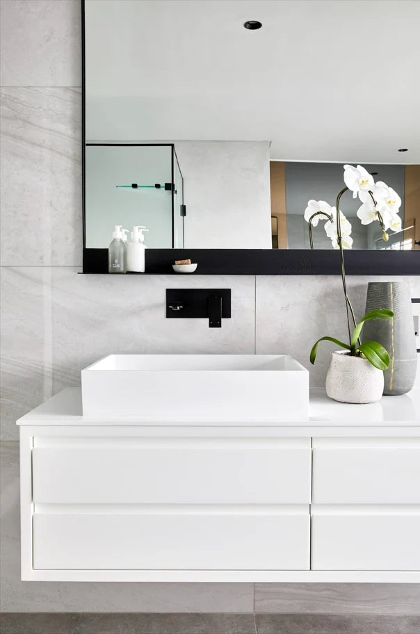 MEIR SQUARE WALL BASIN MIXER AND SPOUT