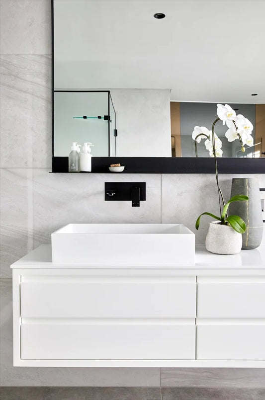 MEIR SQUARE WALL BASIN MIXER AND SPOUT