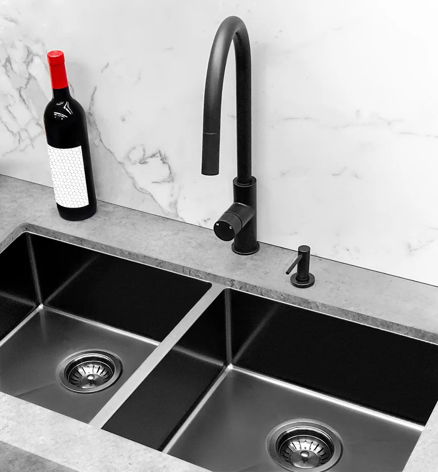 MEIR ROUND PINLESS PICCOLA PULL OUT KITCHEN MIXER TAP
