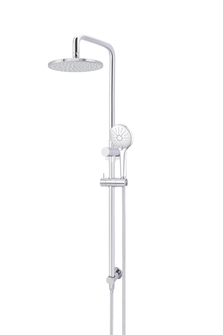 MEIR ROUND COMBINATION SHOWER RAIL, 200MM ROSE, THREE-FUNCTION HAND SHOWER