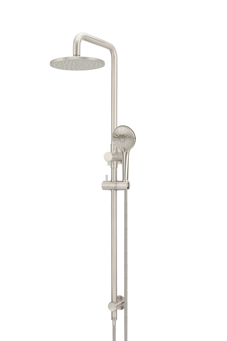 MEIR ROUND COMBINATION SHOWER RAIL, 200MM ROSE, THREE-FUNCTION HAND SHOWER