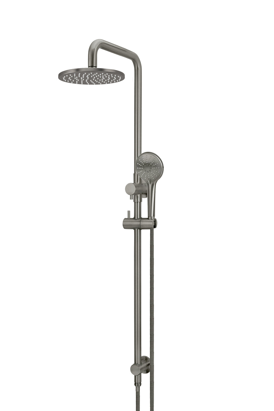 MEIR ROUND COMBINATION SHOWER RAIL, 200MM ROSE, THREE-FUNCTION HAND SHOWER