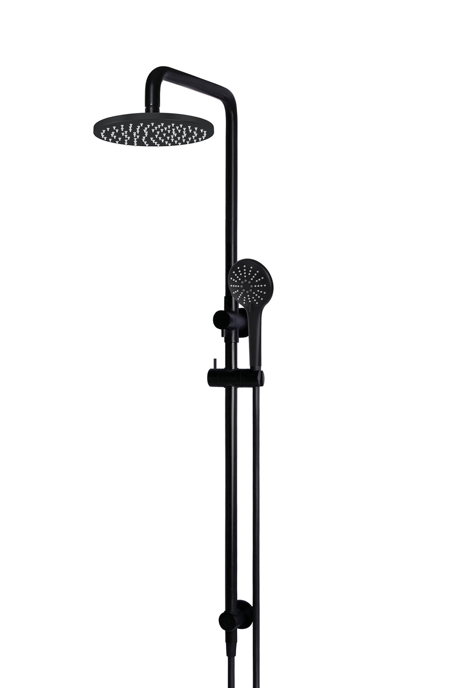 MEIR ROUND COMBINATION SHOWER RAIL, 200MM ROSE, THREE-FUNCTION HAND SHOWER