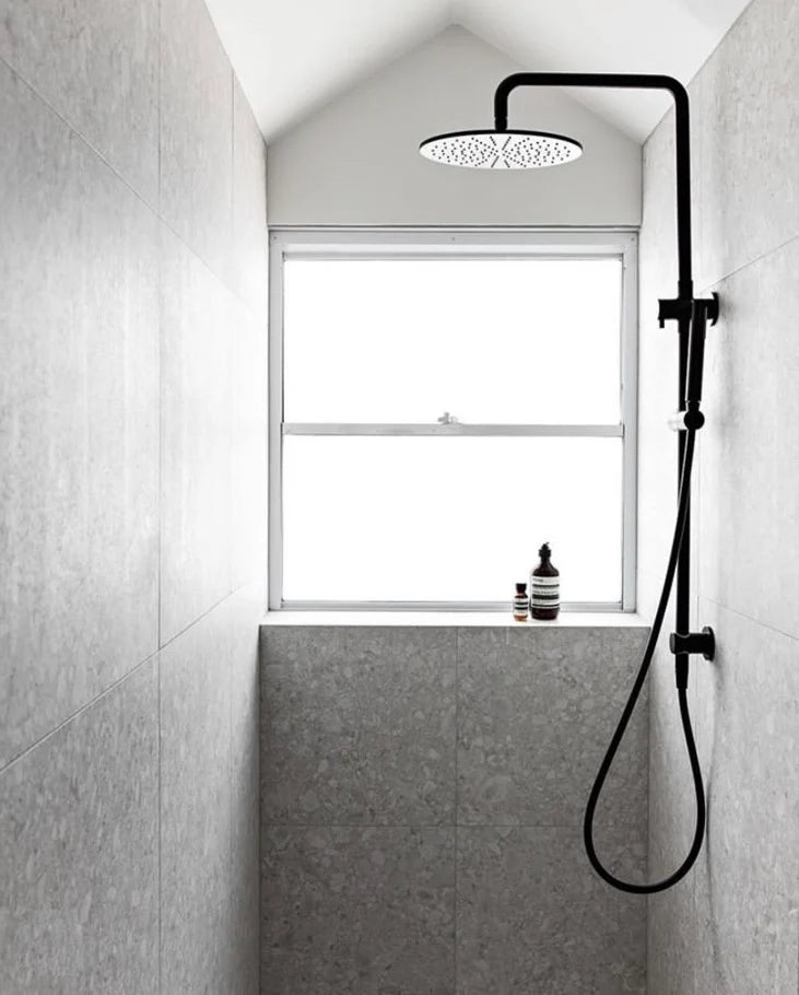 MEIR ROUND COMBINATION SHOWER RAIL, 300MM ROSE, SINGLE FUNCTION HAND SHOWER