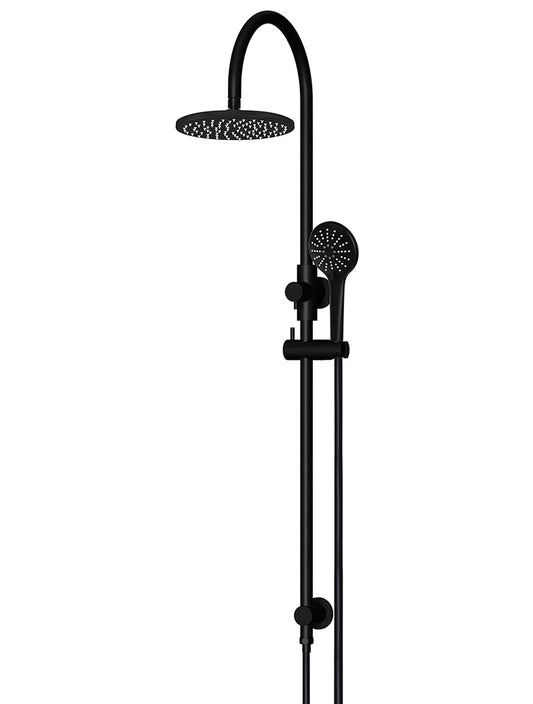 MEIR ROUND GOOSENECK SHOWER SET WITH 200MM ROSE, THREE-FUNCTION HAND SHOWER