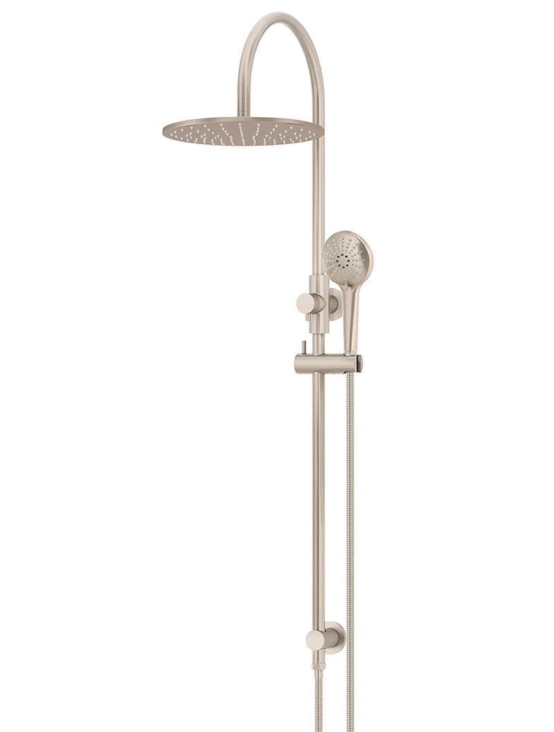 MEIR ROUND GOOSENECK SHOWER SET WITH 300MM ROSE, THREE-FUNCTION HAND SHOWER