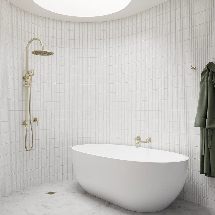 MEIR ROUND GOOSENECK SHOWER SET WITH 200MM ROSE, THREE-FUNCTION HAND SHOWER