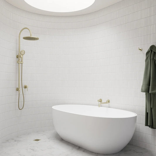 MEIR ROUND GOOSENECK SHOWER SET WITH 200MM ROSE, THREE-FUNCTION HAND SHOWER