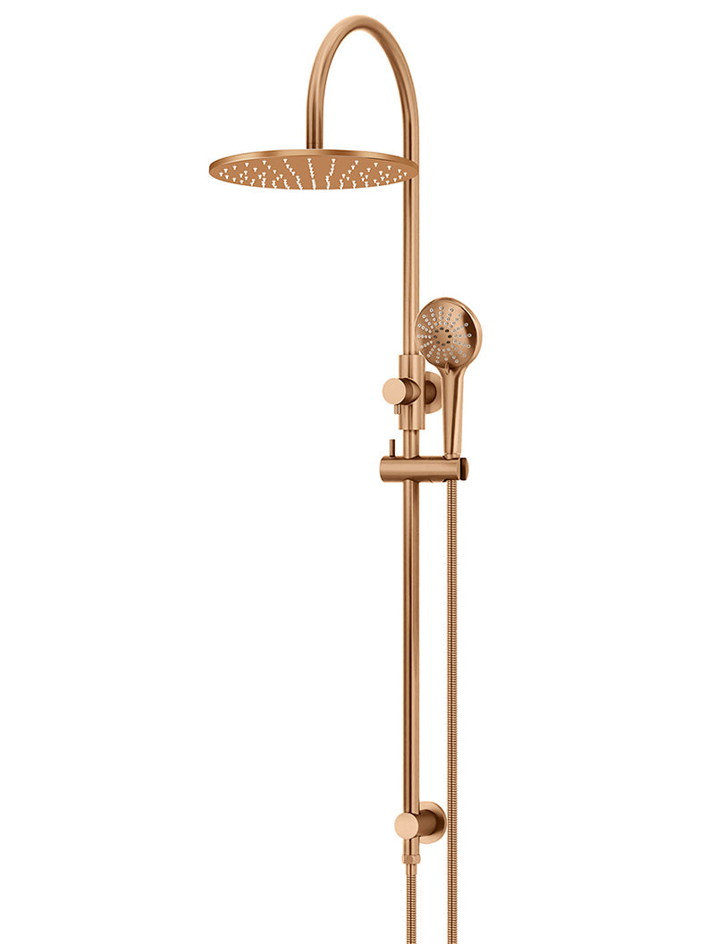 MEIR ROUND GOOSENECK SHOWER SET WITH 300MM ROSE, THREE-FUNCTION HAND SHOWER