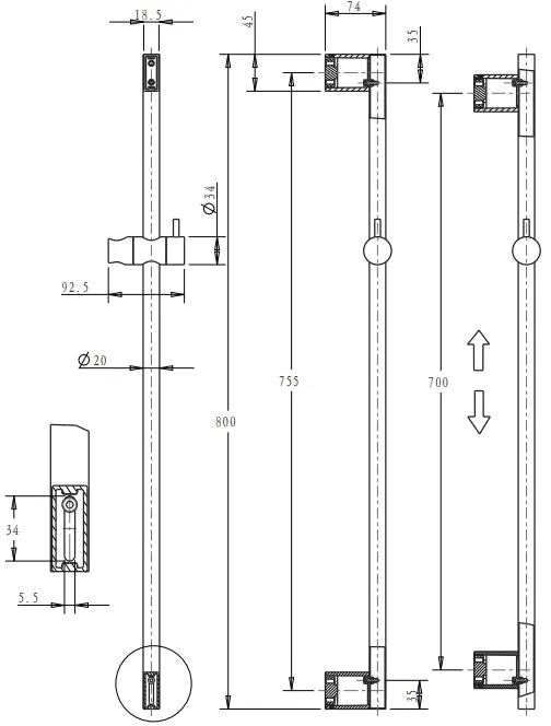 BELLA VISTA MICA SHOWER RAIL