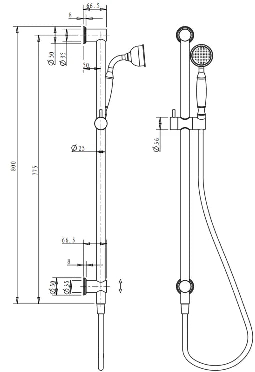 BELLA VISTA MICA HERITAGE SHOWER RAIL