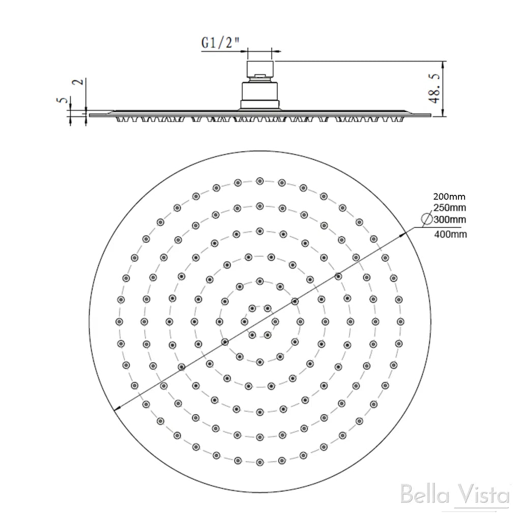 BELLA VISTA MICA SHOWER HEAD -250MM