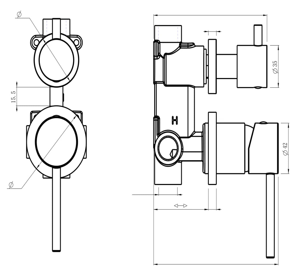 BELLA VISTA LVB MICA SHOWER MIXER DIVERTER- 2P