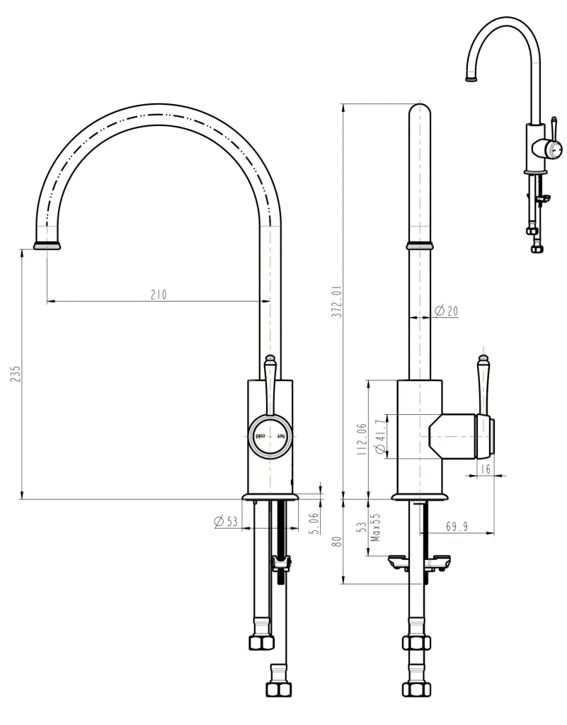 BELLA VISTA MICA HERITAGE GOOSENECK SINK MIXER