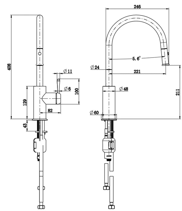 BELLA VISTA MICA HERITAGE PULL-OUT SINK MIXER