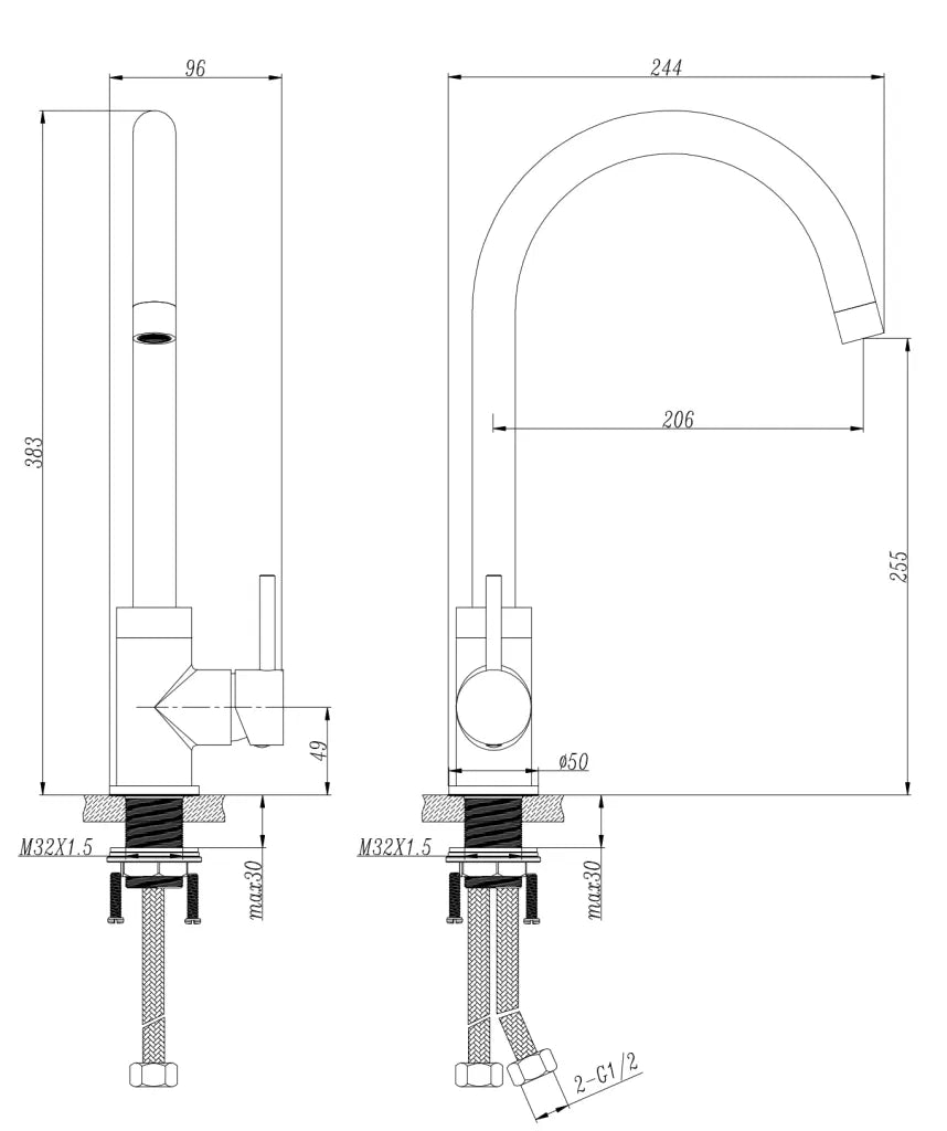 BELLA VISTA LVB  MICA GOOSENECK SINK MIXER