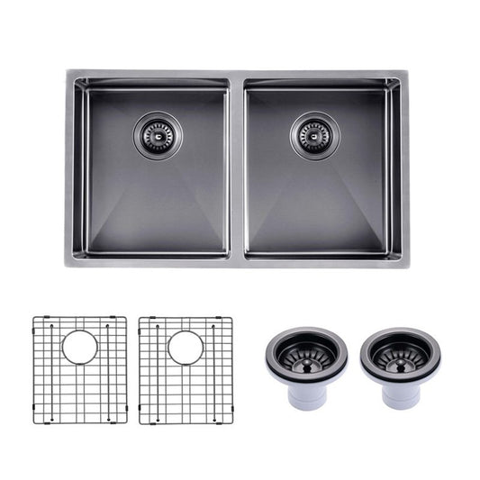 770x450x215mm Gunmetal Stainless Steel PVD Double Bowl Kitche Sink