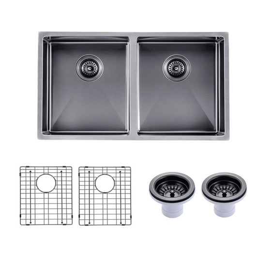 820x457x230mm Gunmetal Stainless Steel PVD Double Bowl Kitchen Sink