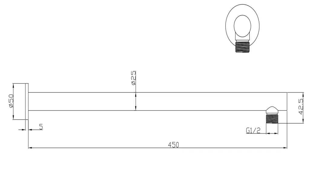 BELLA VISTA LVB MICA WALL SHOWER ARM -450MM-STRAIGHT