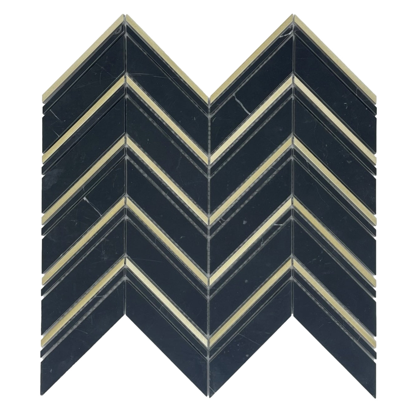 CHEVRON NERO + GOLD HONED