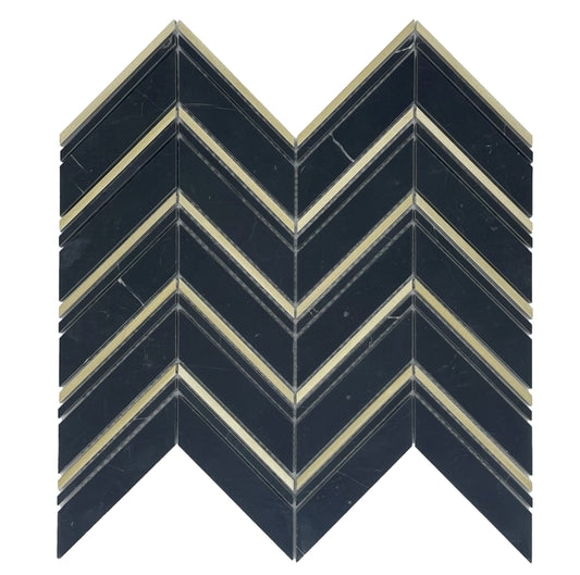 CHEVRON NERO + GOLD HONED