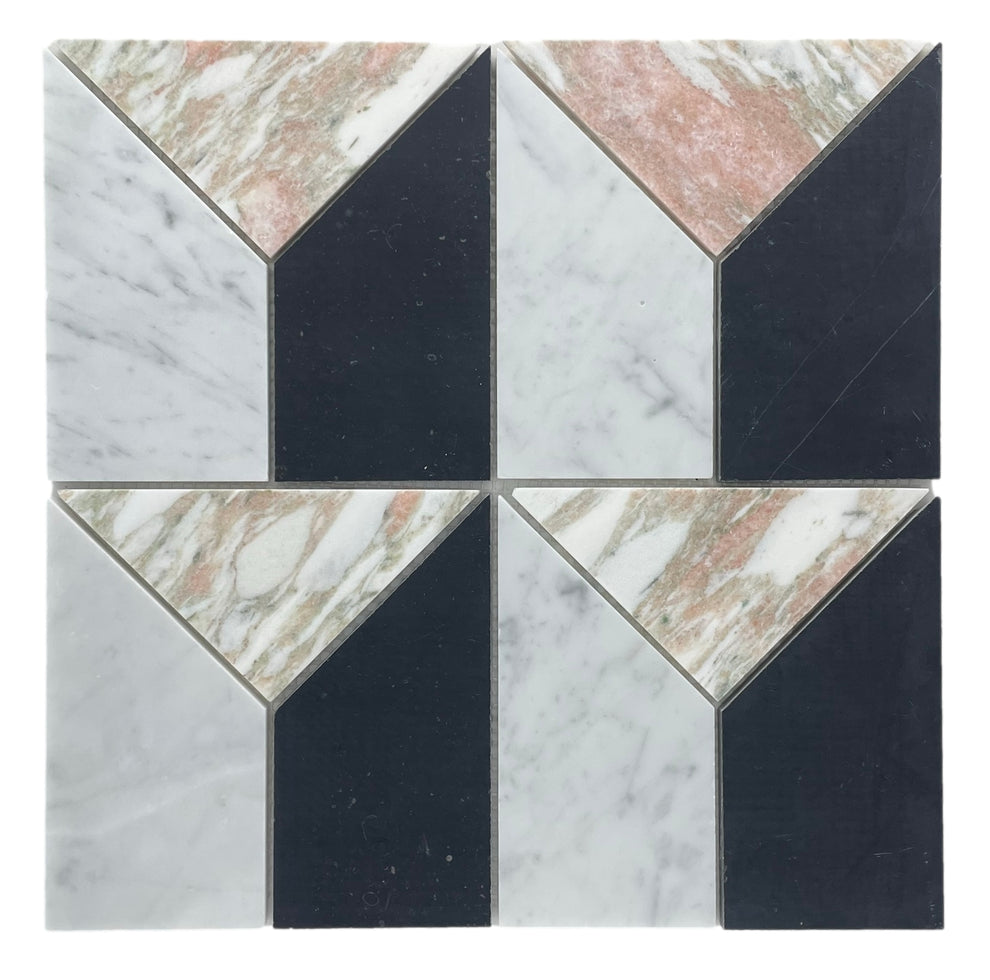 ART DECO ROSA + CARRARA + NERO – Tile Gallery Aus