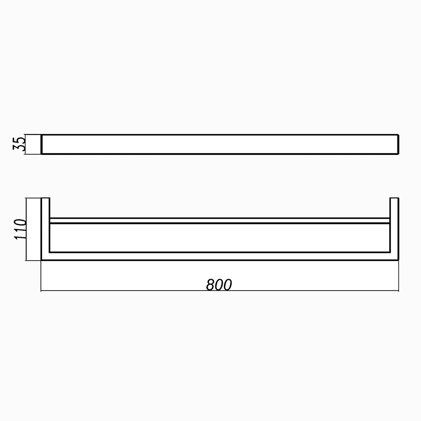IVANO - 800mm Gunmetal Double Towel Rail