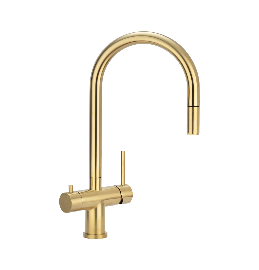 Elysian Commercial 3-Way Pull-Out Filter Tap - Brushed Brass