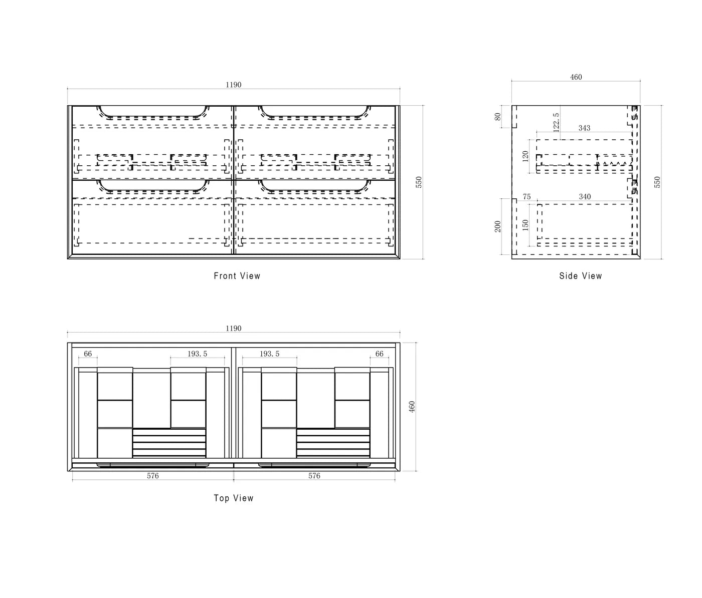 Byron Natural Oak Wall Hung Vanity