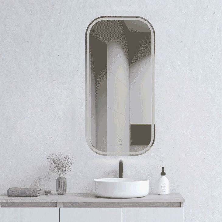 Round Edge Rectangular LED Mirror