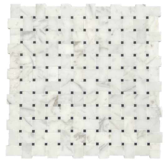 MINI BASKETWEAVE STATUARIO + NERO DOT (TIGHT JOINT)