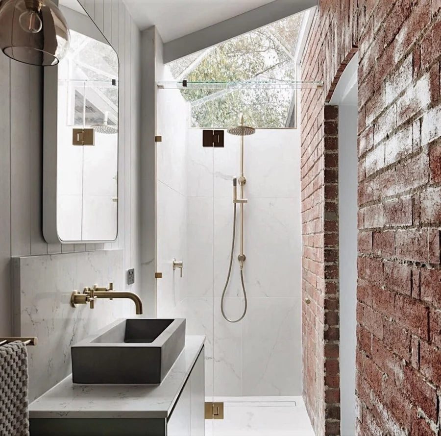 MEIR ROUND COMBINATION SHOWER RAIL, 200MM ROSE, SINGLE FUNCTION HAND SHOWER